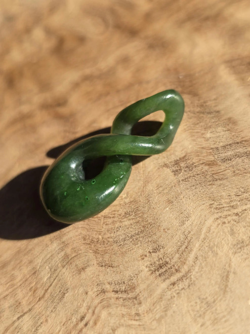 Natural Canadian Jade Double Infinity Twist Pendant, 1.25"