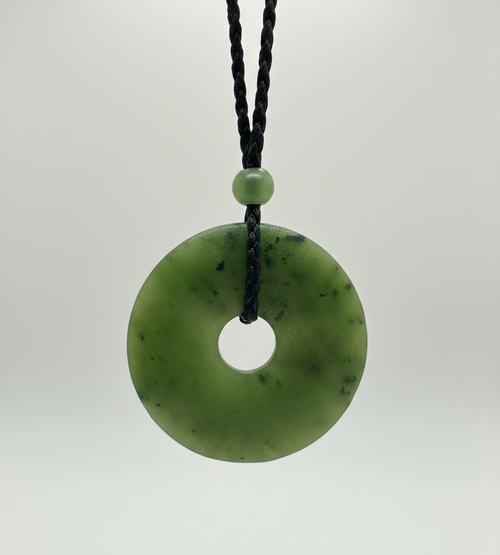 Natural Canadian Nephrite Jade Textured PI Pendant - 35MM