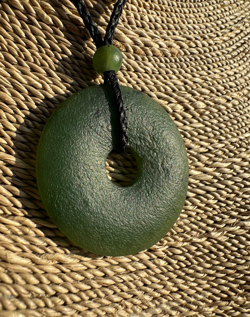 Natural Canadian Nephrite Jade Textured PI Pendant - 35MM