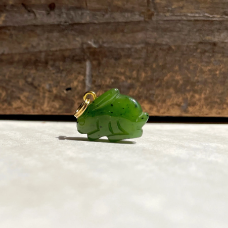 Natural Jade Rabbit Crouching Charm 15mm