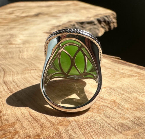 Natural Jade Oval Ring 25x18mm Sterling Silver