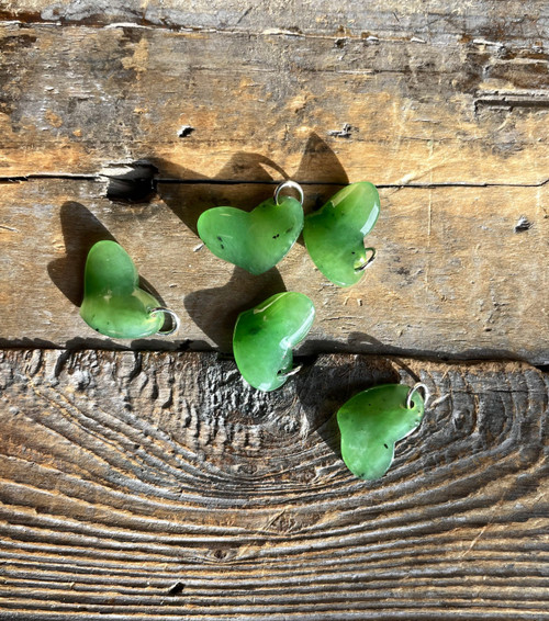 Natural Nephrite Jade Heart Charm 11x15mm