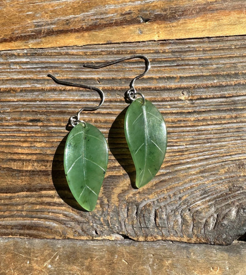 Natural Jade Earrings 30mm Sterling Silver