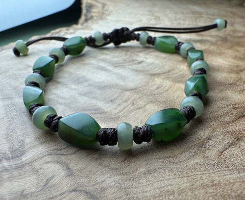 Natural Canadian and Siberian Jade Matte Bead Bracelet Adjustable 6–8.5 inch