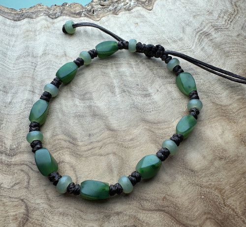 Natural Canadian and Siberian Jade Matte Bead Bracelet Adjustable 6–8.5 inch
