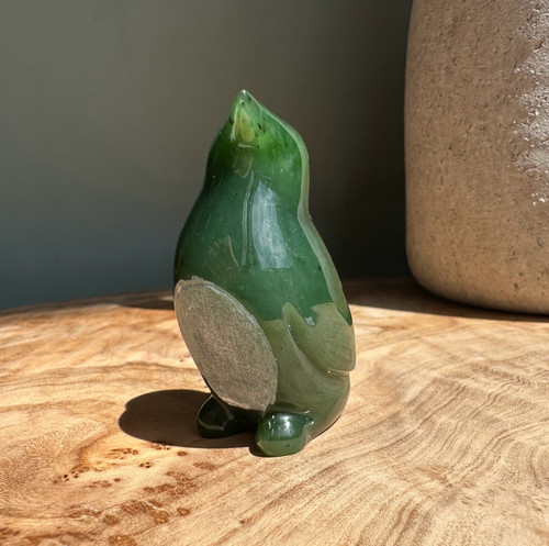 Natural Nephrite Jade Penguin - 2" Figurine