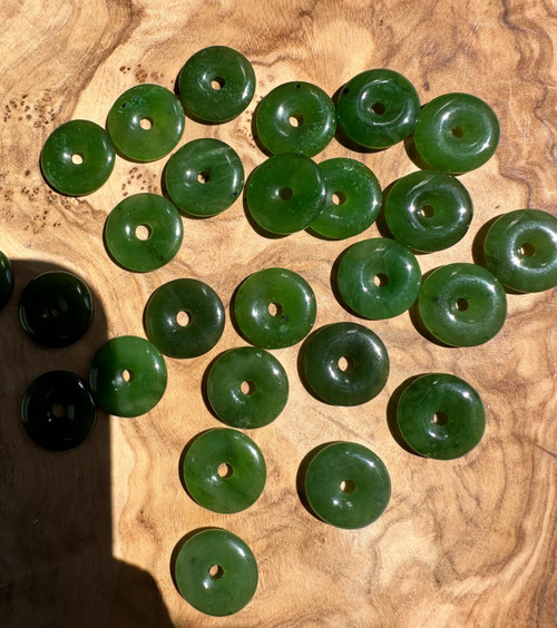 Natural Nephrite Jade Donut PI, 16mm Pendant