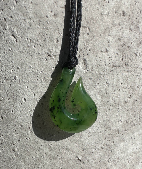 Natural Nephrite Jade Pendant, Fish Hook Small 20mm
