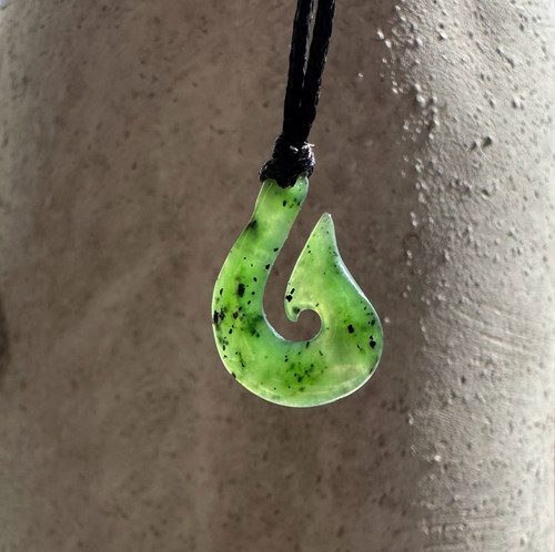 Natural Nephrite Jade Pendant, Fish Hook Small 20mm