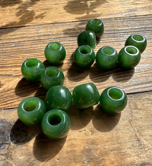 Natural Nephrite Jade 10mm x 12mm Bead - Sold Individually