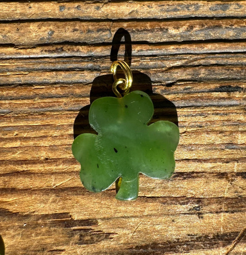 Natural Jade 3 Leaf Clover Charm/Pendant, 16MM