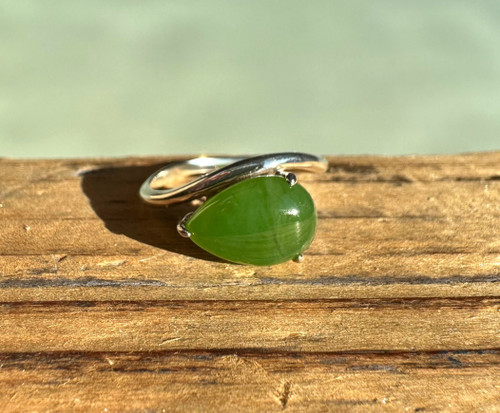 Natural Canadian Nephrite Jade and Silver Ring sizes 5-10