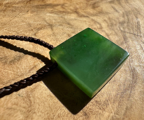 Natural Canadian Nephrite Jade Square Pendant - 15mm
