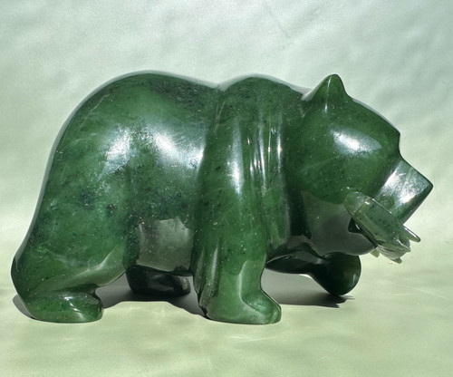 Natural Canadian Nephrite Jade Bear - 6" Figurine