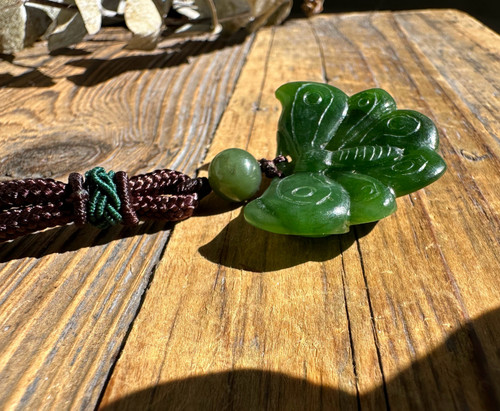 Natural Ogden Nephrite Jade Butterfly Pendant, 1.3"