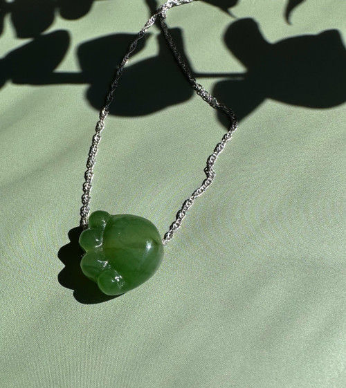 Natural Nephrite Jade Cat Paw, 15mm Pendant