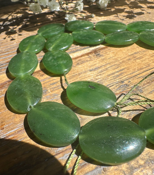 Natural Nephrite Jade Beads 20x15mm - Canadian Jade 16"