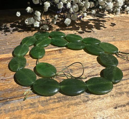 Natural Nephrite Jade Beads 20x15mm - Canadian Jade 16"