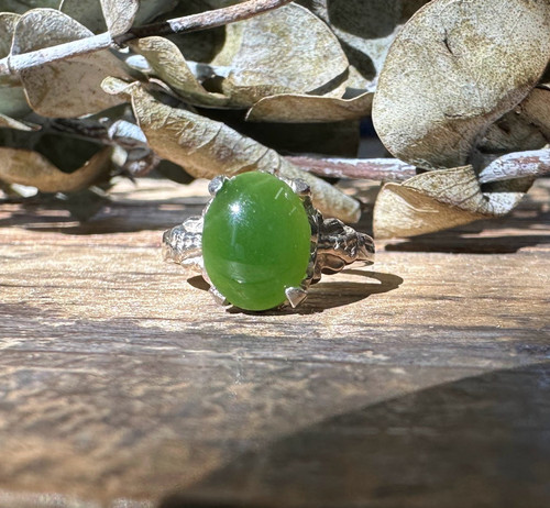Natural Canadian Nephrite Jade Ring - #251S Sterling Silver