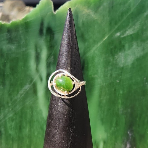 Natural Silver Nephrite Jade Ring - #243S