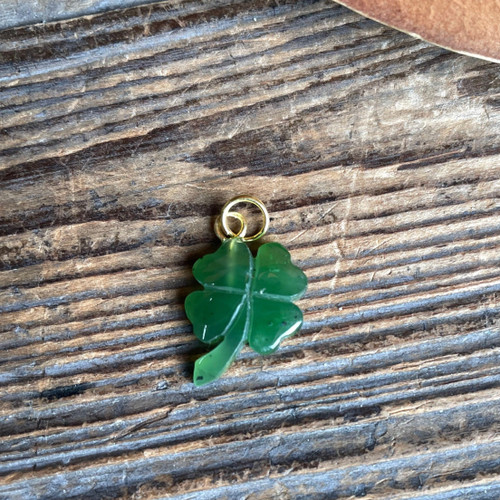 Natural Jade Shamrock Charm 15mm