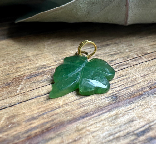 Natural Jade Shamrock Charm 15mm