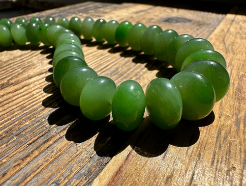 Natural Nephrite Jade Siberian Abacus Unstrung Beads, 18"