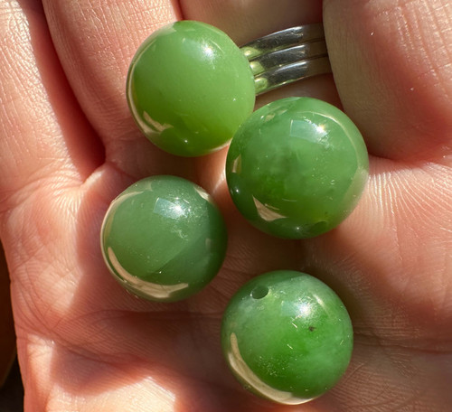 Natural 14mm Siberian Nephrite Jade Bead - Sold Individually
