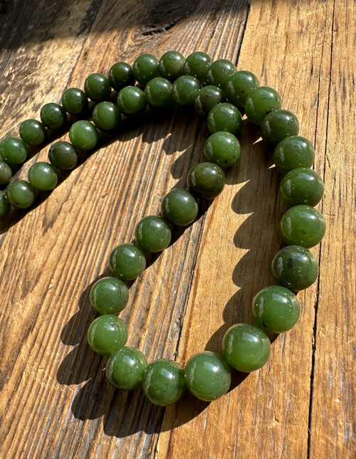 Natural Nephrite Jade Unstrung Canadian 10mm Beads - Carving Grade