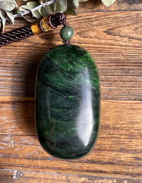 Natural Canadian Jade Two Turtle Hand Held Pendant - 3"