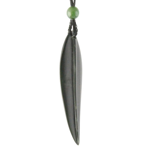 Natural Jade Leaf Pendant 11.5x43mm