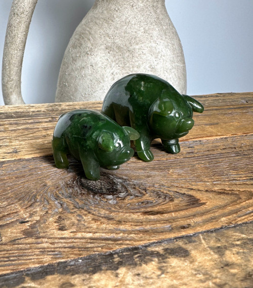 Natural Nephrite Jade Pig Figurine 1.5 2 or 3 inch