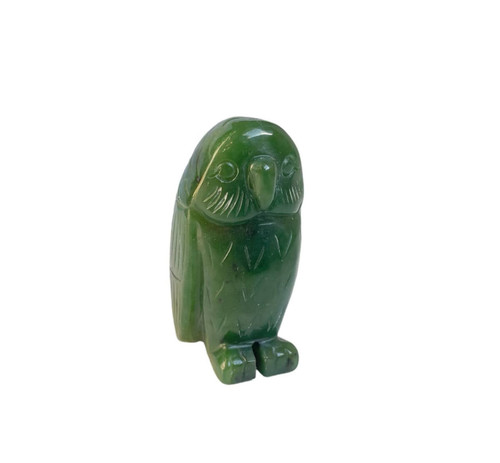 Natural Nephrite Jade Owl Figurine 1.5"
