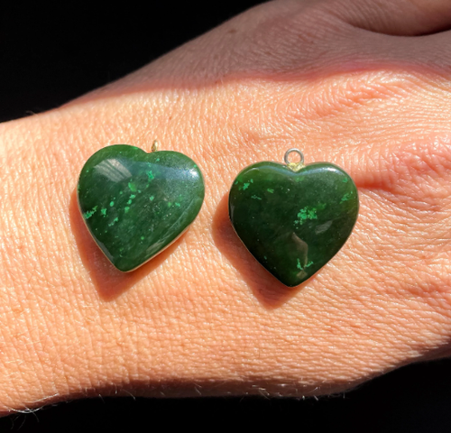 Natural Nephrite Jade Heart Charm, 20mm
