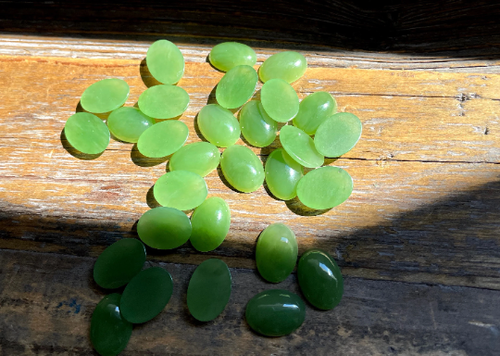 Natural Light Green Canadian Nephrite Jade Cabochons - 10x14mm sold individually