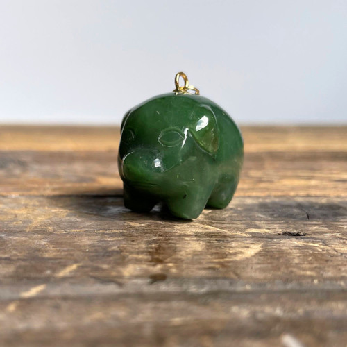 Natural Cartoon Jade Pig Charm 25mm