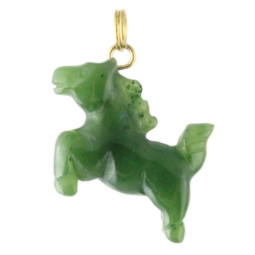 Natural Canadian Nephrite Jade Horse Charm/Pendant 20mm