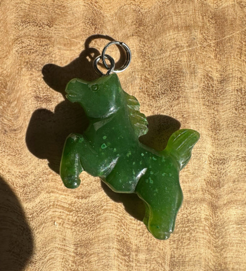 Natural Canadian Nephrite Jade Horse Charm/Pendant 20mm