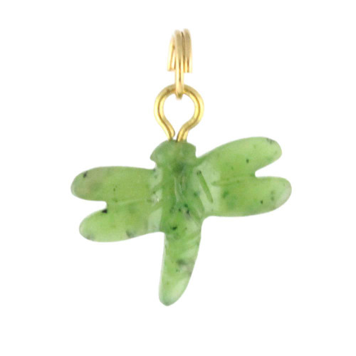 Natural Jade Dragonfly Charm 15mm
