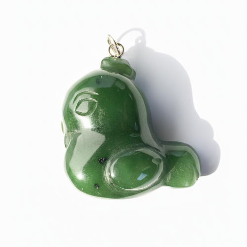 Natural Jade Cartoon Rooster Charm 25mm
