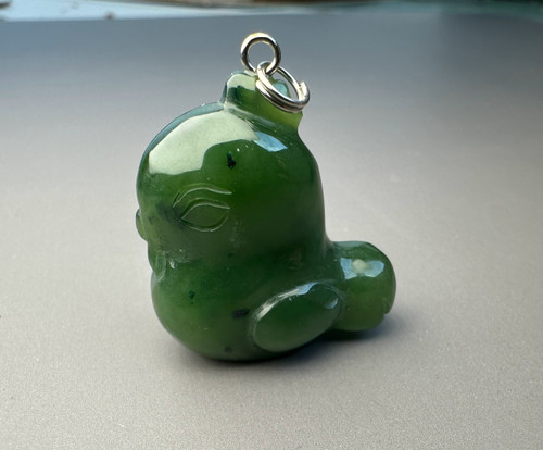 Natural Jade Cartoon Rooster Charm 25mm