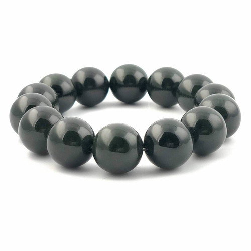 Natural Nephrite Jade Bead Bracelet, 16mm