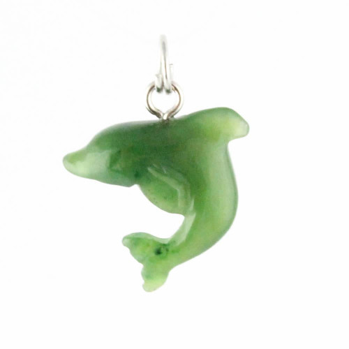 Natural Jade Dolphin Charm 15mm