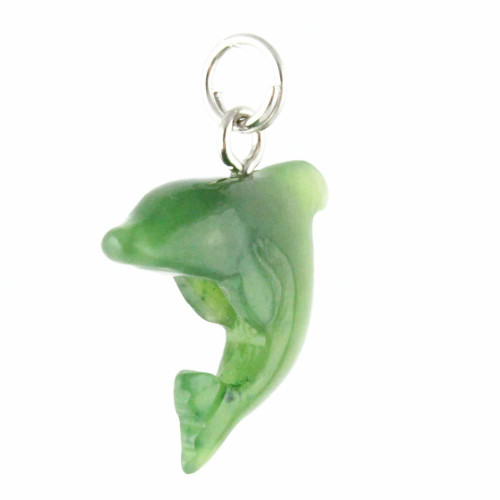 Natural Jade Dolphin Charm 15mm