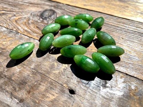 Natural Faceted Canadian Jade Bead, 9 x 18.5mm