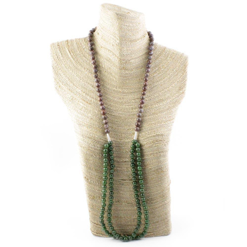 Natural Jade Bead and Pietersite Necklace 8mm