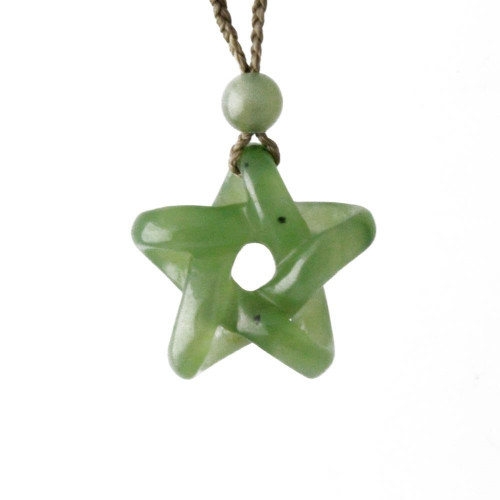 Natural Jade Star Pendant, 25mm