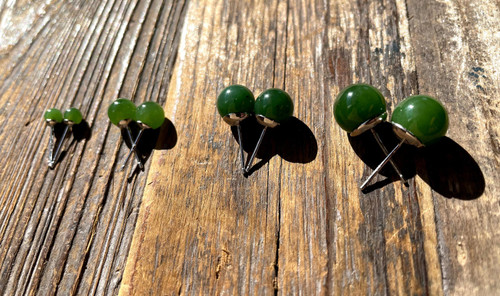 Natural Canadian Jade Round Stud Earrings 4mm 6mm or 10mm Sterling Silver