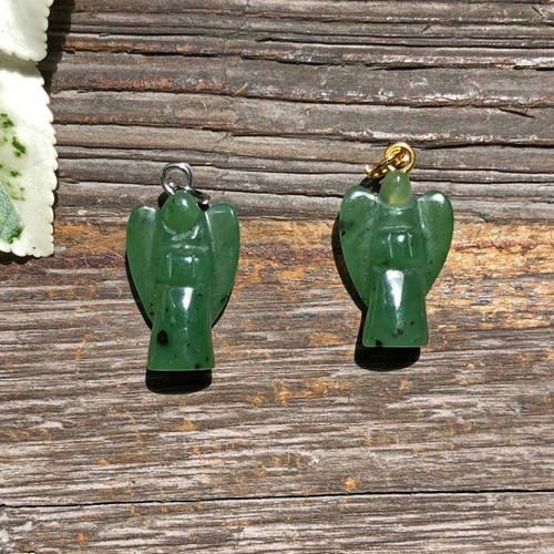 Natural Nephrite Jade Angel Charm, 18mm
