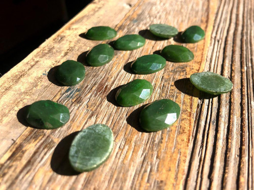 Natural Nephrite Jade Dark Green Faceted 13x18mm Cabochon